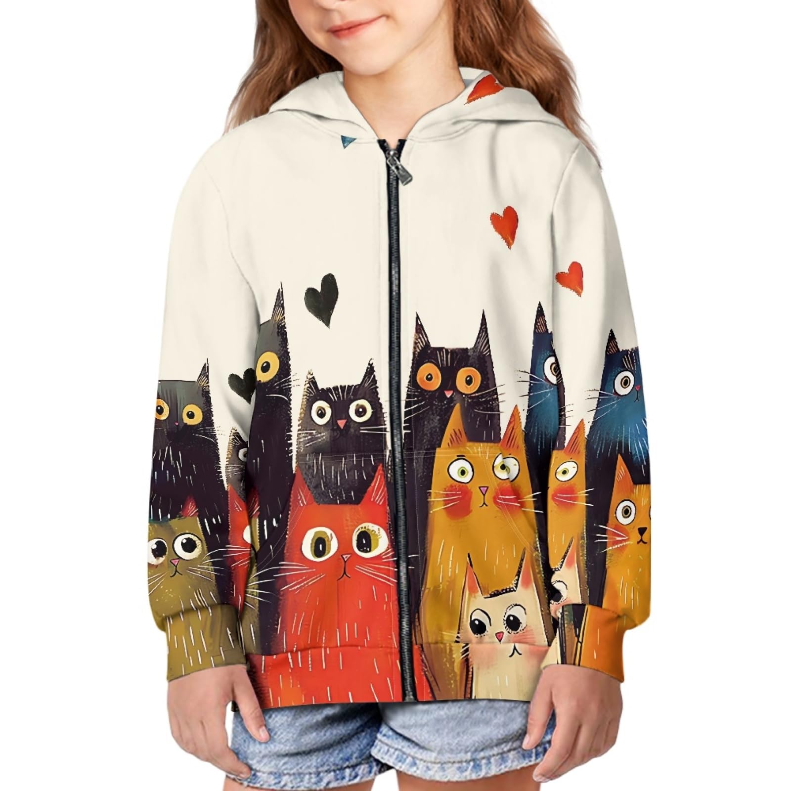 Amzbeauty Sudadera con capucha y cremallera para niños y niñas, con bolsillo, para la escuela, ropa infantil