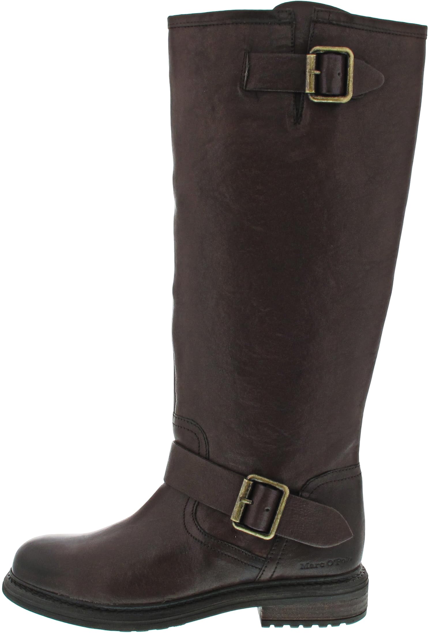 Marc OߴPolo Damen Stiefel aus Leder mit Schnallen, Braun (Dark Brown), 39