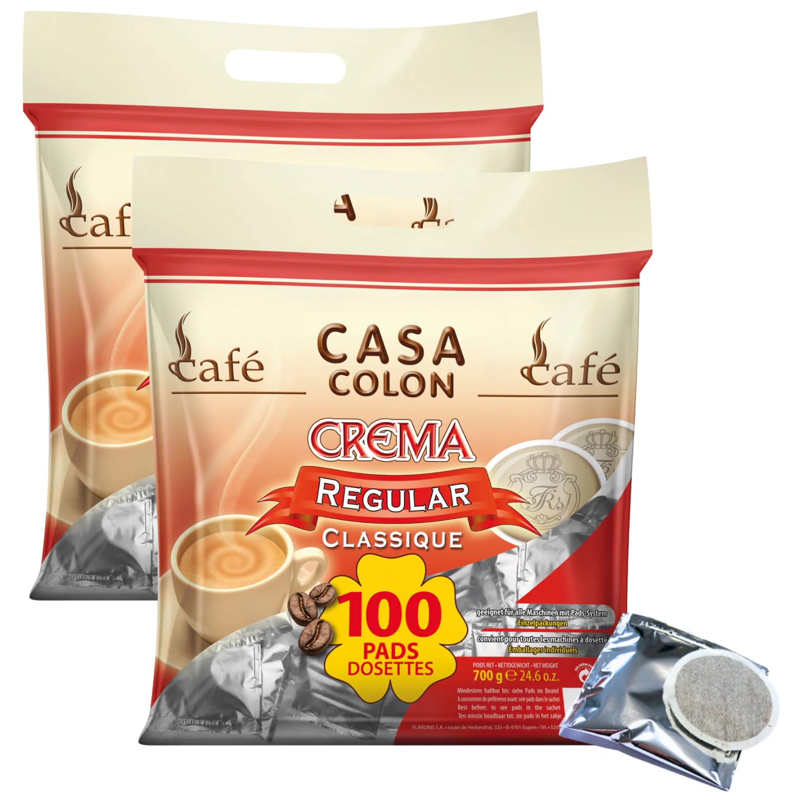 CASA COLON Classique - 200 dosettes de café compatibles SENSEO