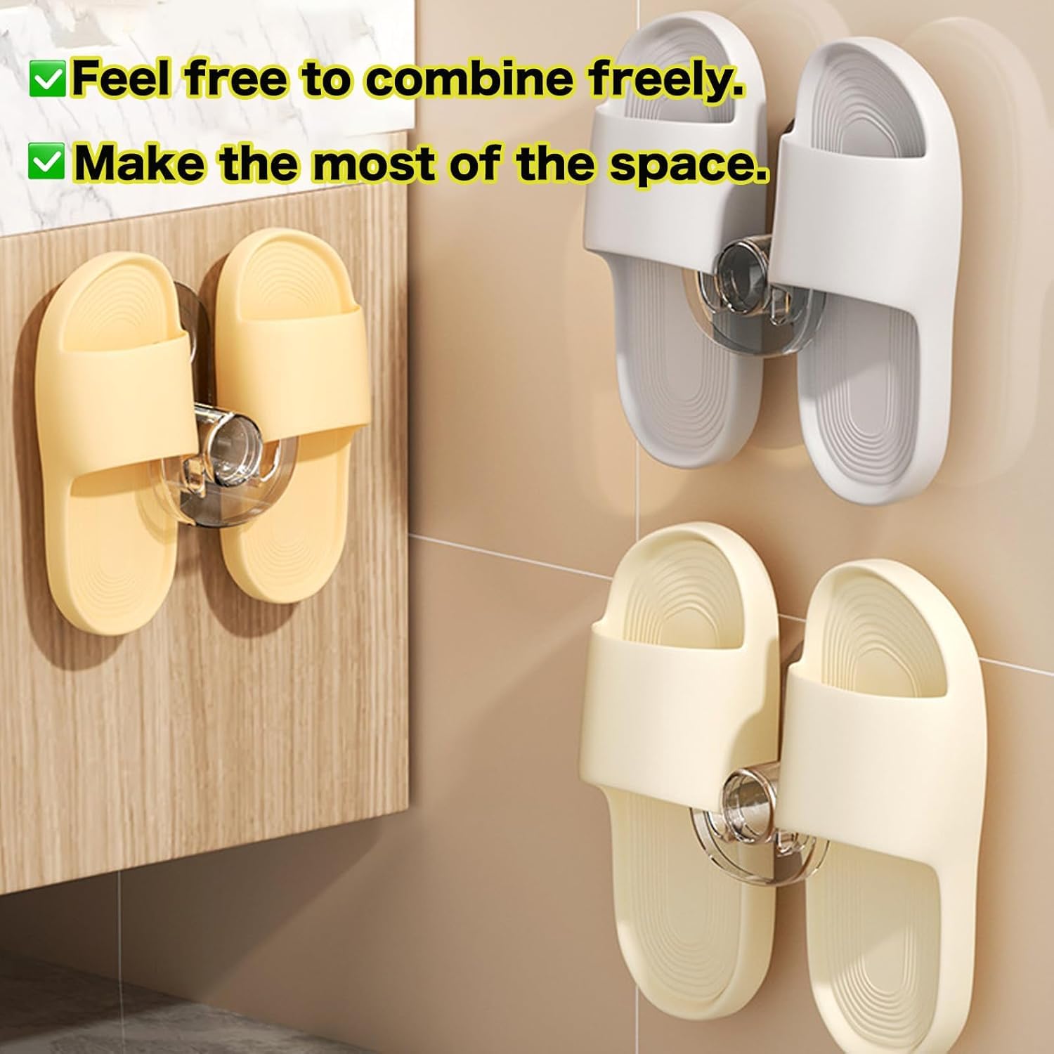 LONGRUI Clear Adhesive Wall Mount Shoe Rack, Capacity, Space-Saving Storage Holder for Entrance & Bathroom (2)