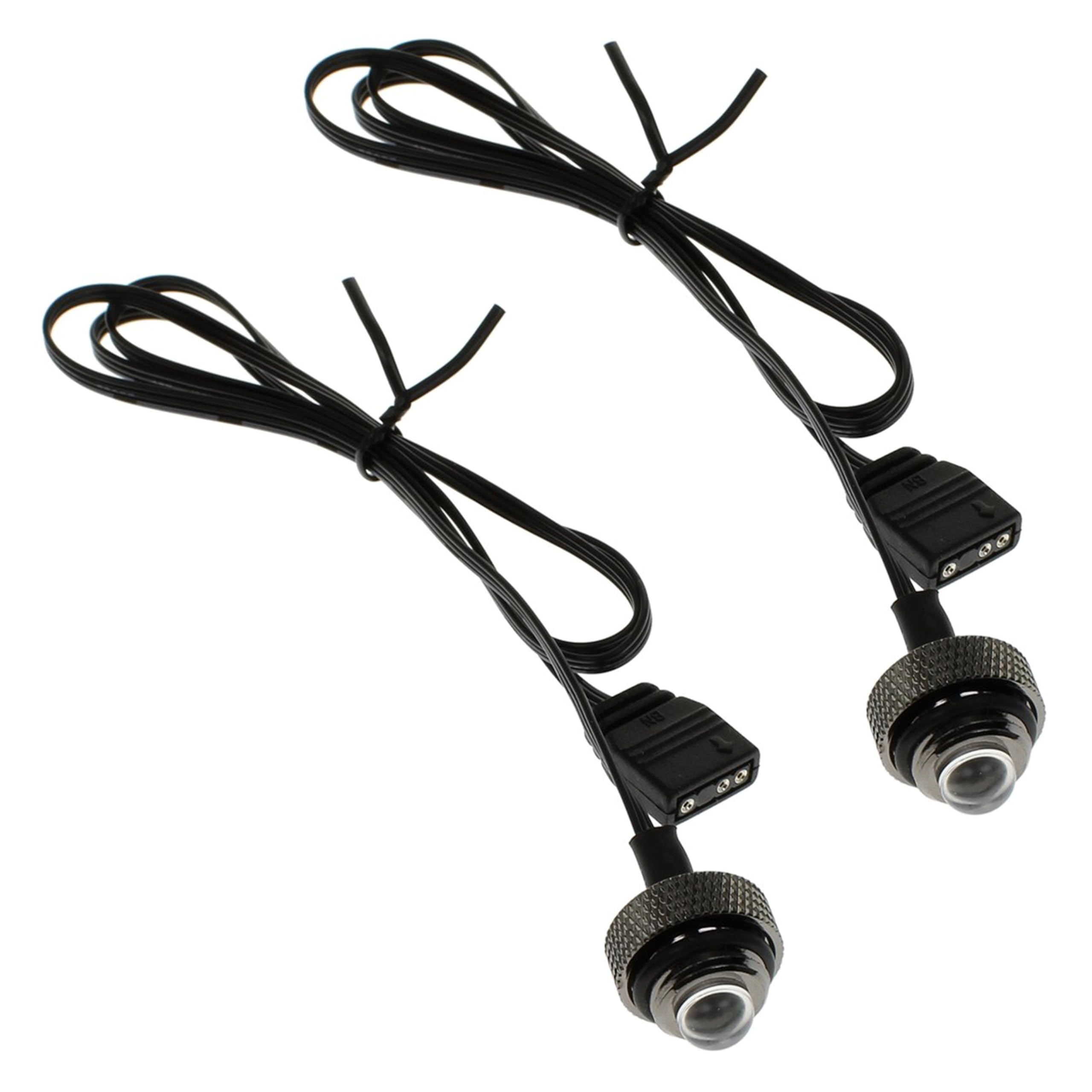 XSPC 5V 3Pin aRGB LED Blank G1/4" Plug, Black Chrome, 2-Pack