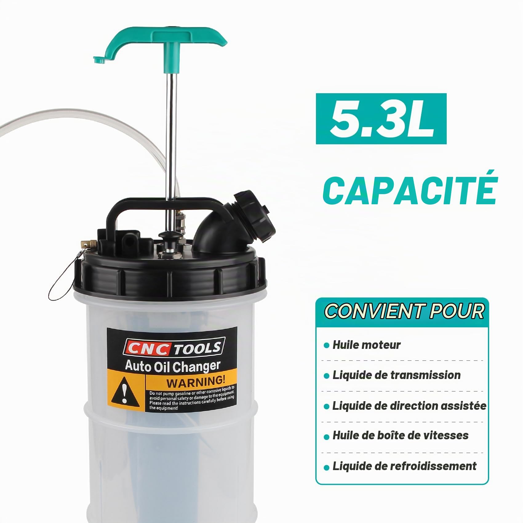 Pompe Manuelle vidange Huile Moteur, Dual-Purpose, Pompe Aspiration Huile 5.3L,Pompe de Transfert d'huile, extracteur de Liquide, avec 15 adaptateurs Les Plus Courants