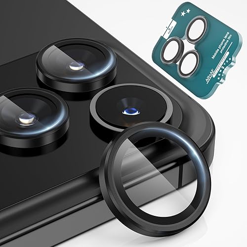 imluckies Protector de lente de cámara para 17 Pro / 17 Pro Max, vidrio templado AR+AF y dureza 9H inastillable, cubierta de lente de metal Negro