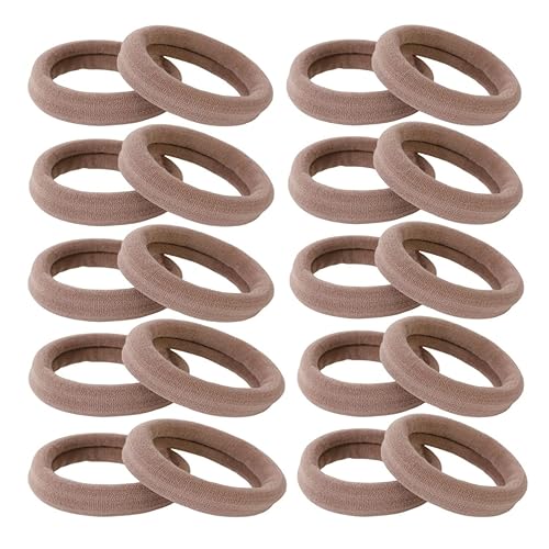 20 ligas negras para el cabello, rizadas, elásticas y pesadas, para coletas, diademas sólidas, sin costuras, de algodón, para mujeres y niñas,