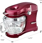 Kenmore Elite Ovation 5 Qt Stand Mixer, 500 Watt 10-Speed Motor, Revolutionary Pour-In Top, Tilt Head, Beater, Whisk, Dough Hook, Planetary Mixing, 360-Degree Splash Guard, Glass Bowl with Lid, Red