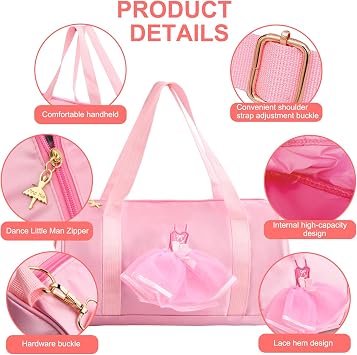 Ballet Dance Bags, Princess Shoulder Bag, Sports Bag, Girls' Ballet Bag, Duffle Bag, Ballet Bag, Gymnastics Handbag, Children's Bag for Ballerina Dancer