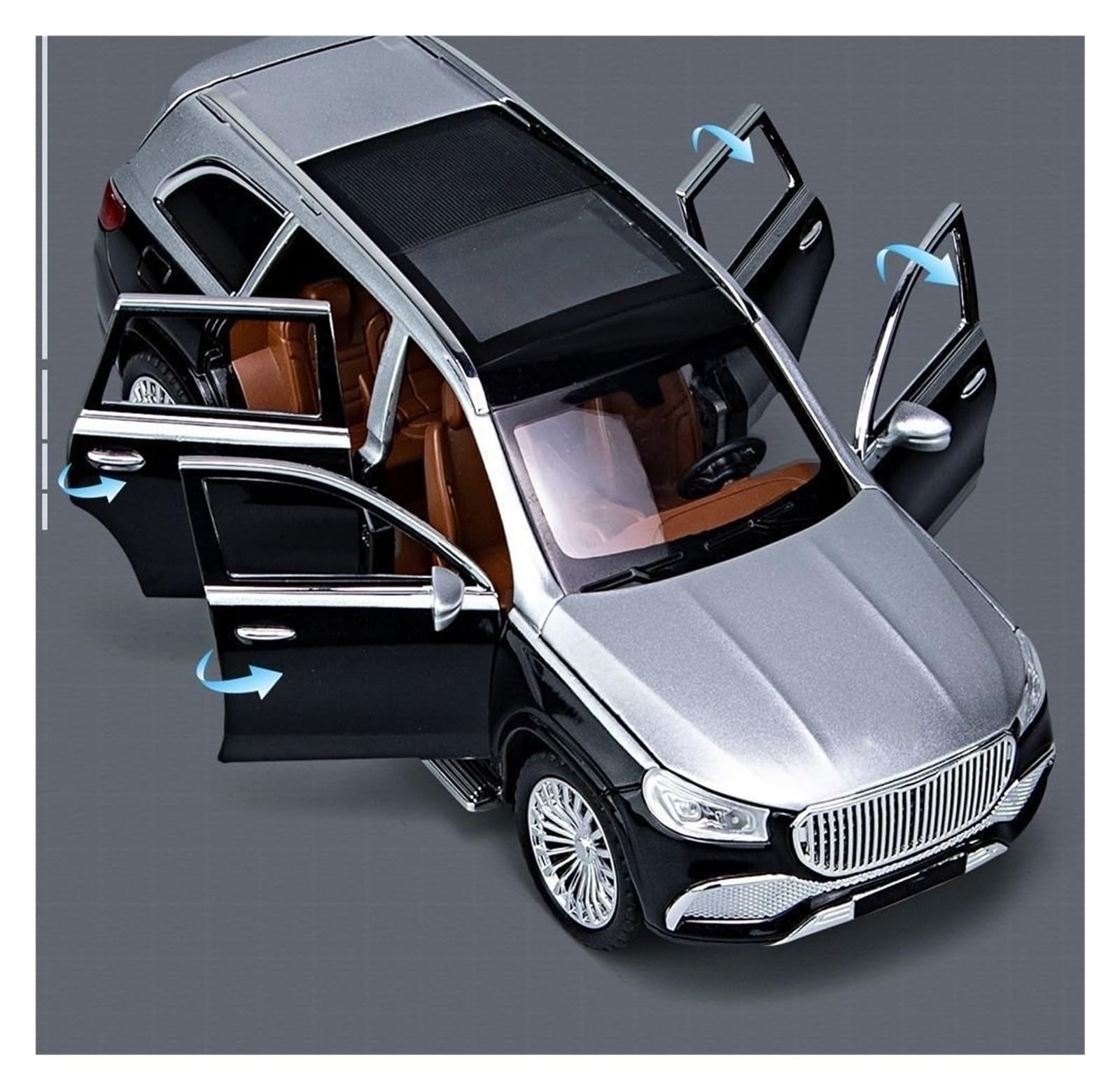 Automodello Modellini Diecast 1:24 Per Maybach GLS600 Modellino Auto In Lega Pressofusa Oggetto Da Collezione Per Hobbisti Modello Auto(D'argento)