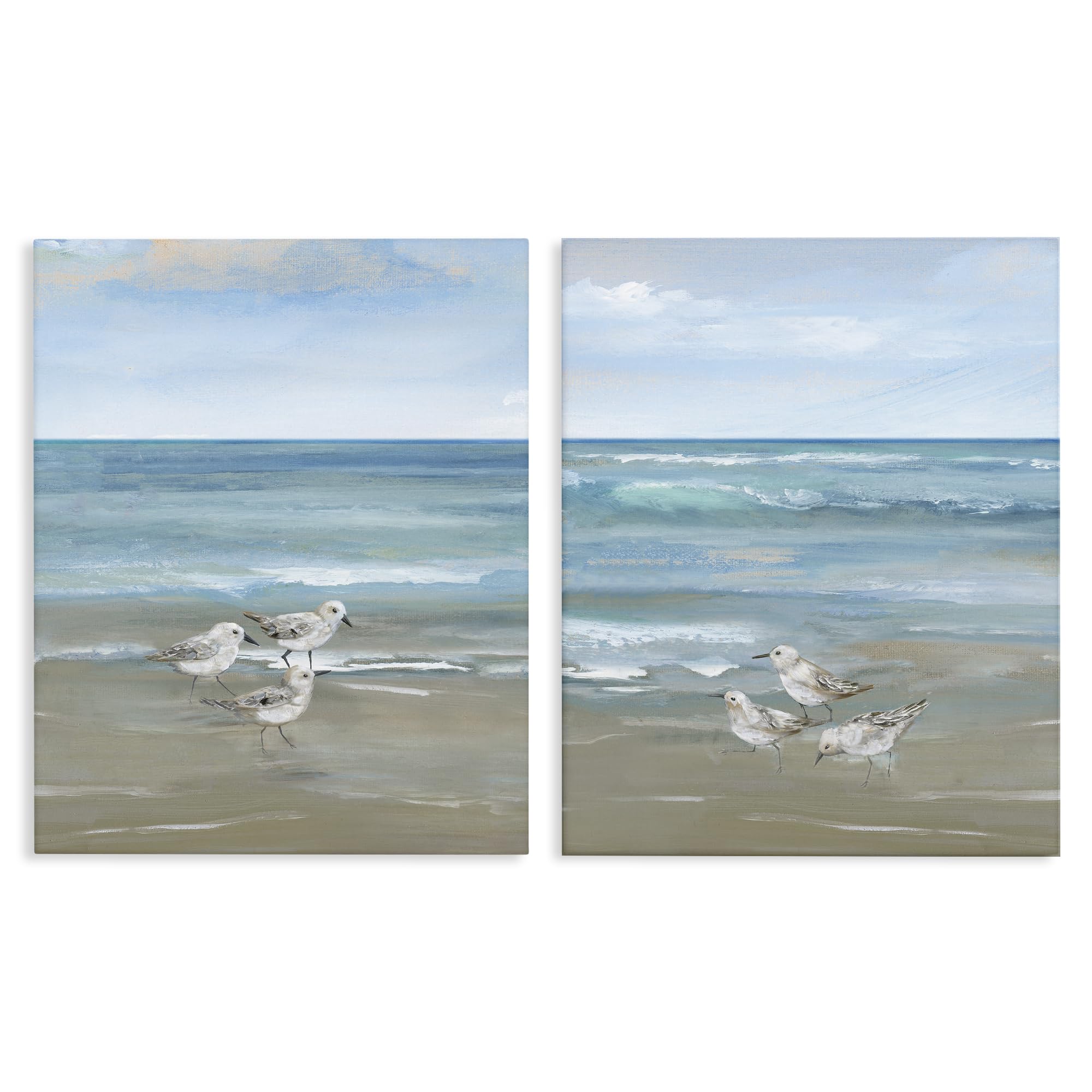 'Seaside Sanderlings at Dawn'| 2pc Canvas Art Set 2