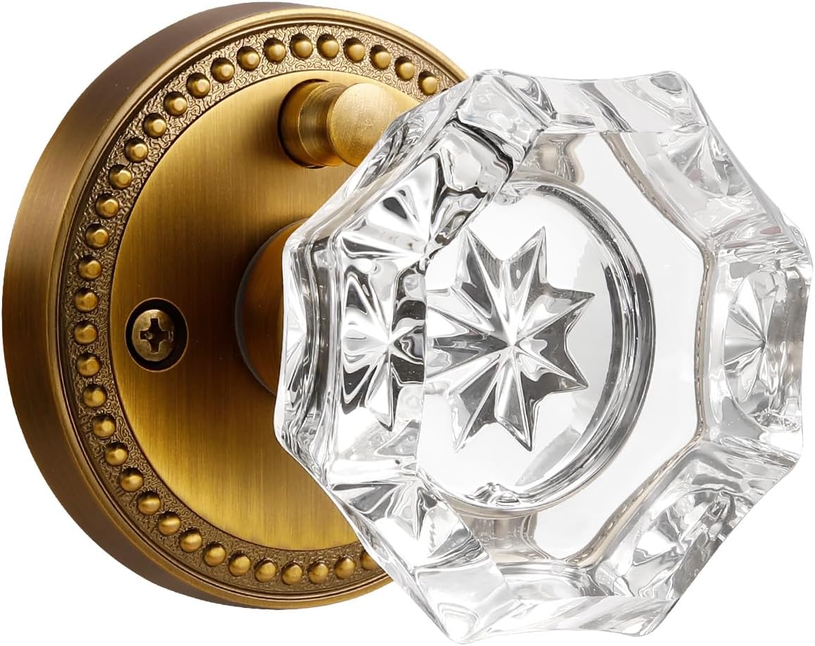 Antique Brass Door Knobs Crystal Door Knob Interior Privacy Door Knob for Bedroom