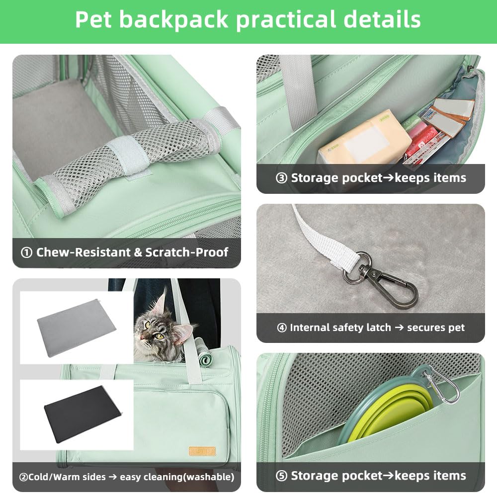 Sac de transport souple pour chien avec 1 sac à déjections canines et 5 tapis hygiéniques, approuvé par les compagnies aériennes pour petits chiens/chats (41,9 x 27,9 x 27,9 cm (L x l x H), idéal pour