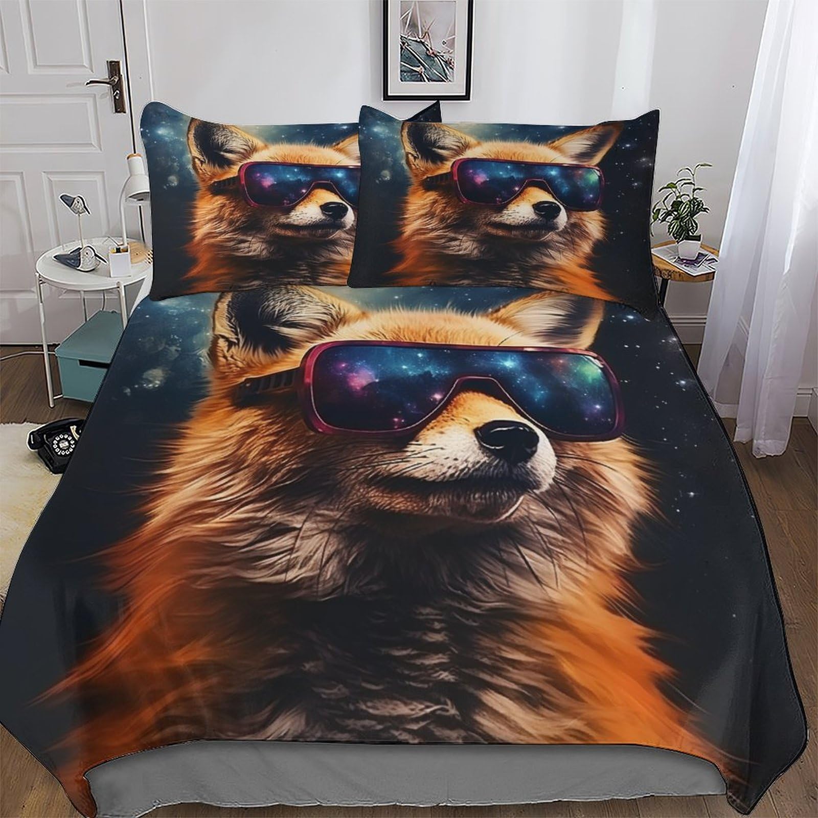Housse de couette renard parure de lit finitions premium
