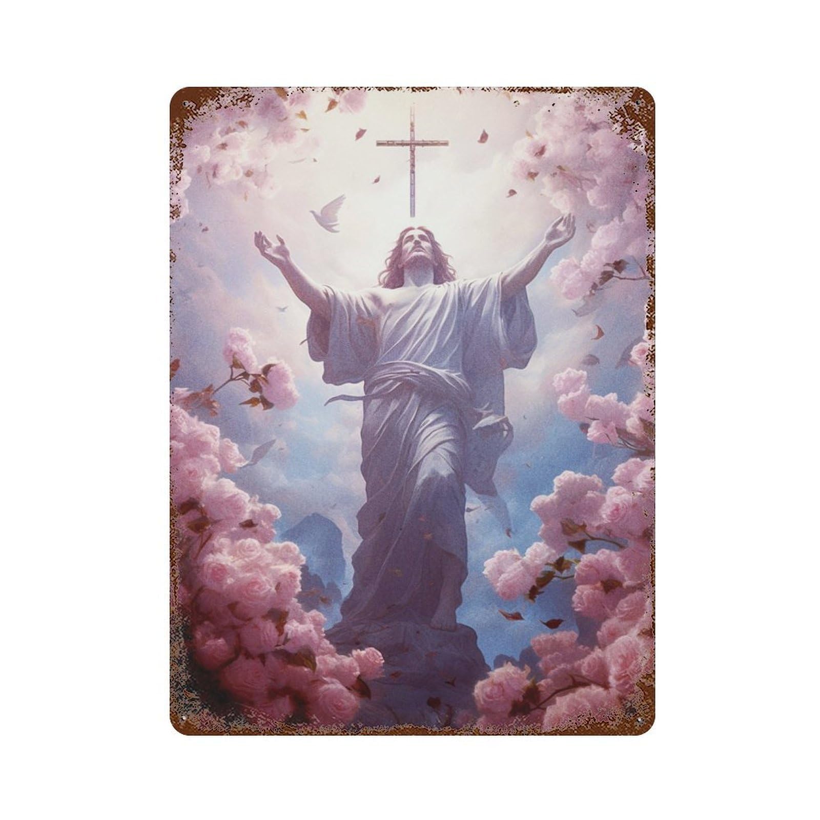 Christ Poster Catholic 5 Vintage Rust Metal Sign 15.7"x11.8", Farmhouse Wall Decor for Garage, Pub Or Kitchen