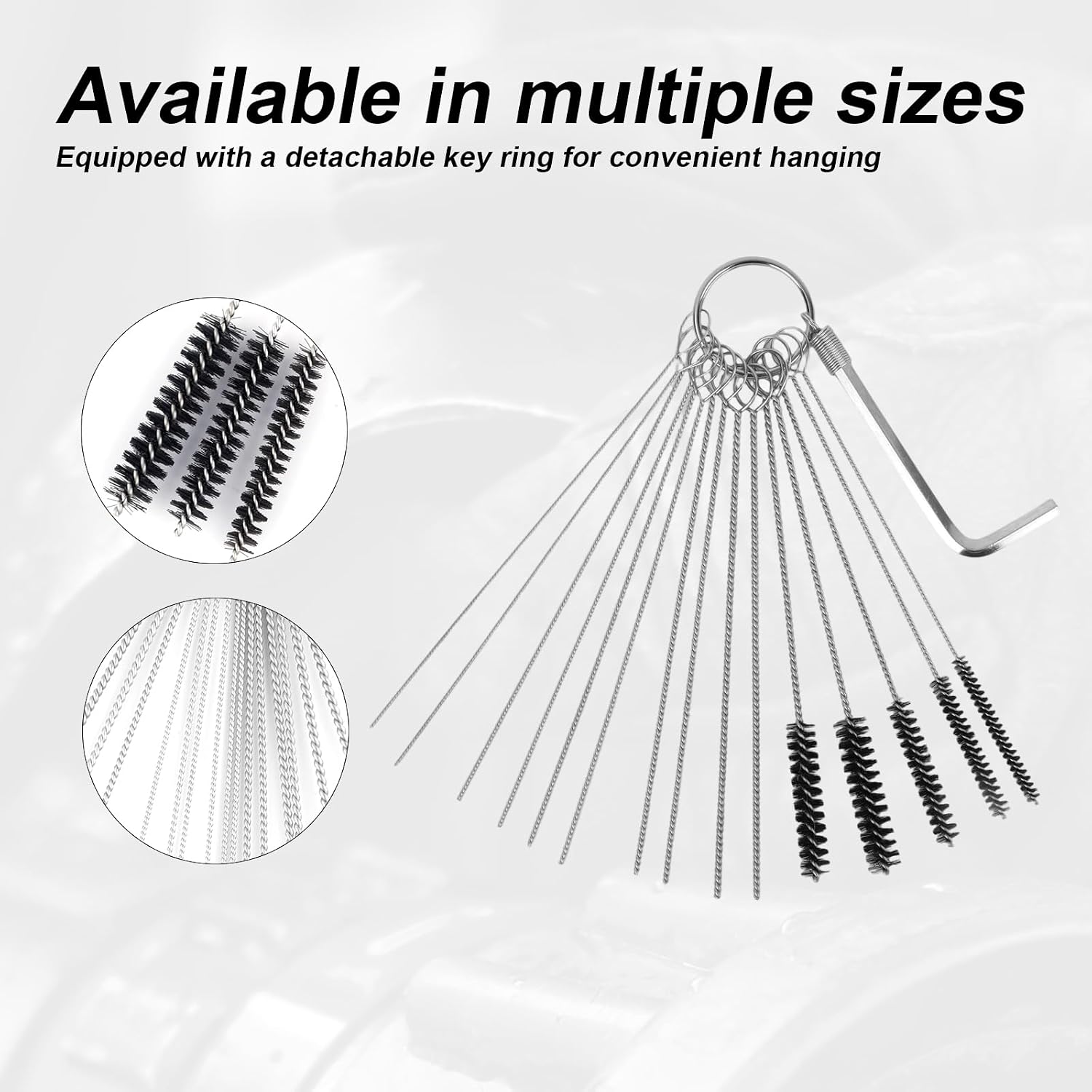 Carburetor Cleaning Kit, Welding Torch Tip Dirt Cleaner Set 15 Nylon Brushes 30 Needles 2 Hexagonal Wrenches 2 Sharp Picks 26 Wires 4 Cleaning Hooks 1 Gloves 2 Brushes Carb Jet Clean Spray Tool