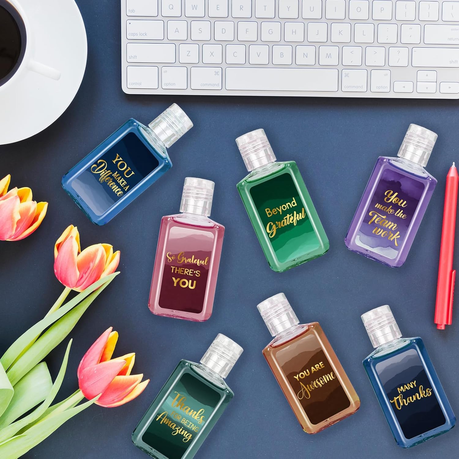 50 Pcs Thank You Mini Hand Sanitizer Bulk Employee Appreciation Gift Inspirational Small Hand Sanitizer 1fl oz Travel Size Hand Soap for Team Coworker Friends Teacher Valentine (Water Color) - Image 3