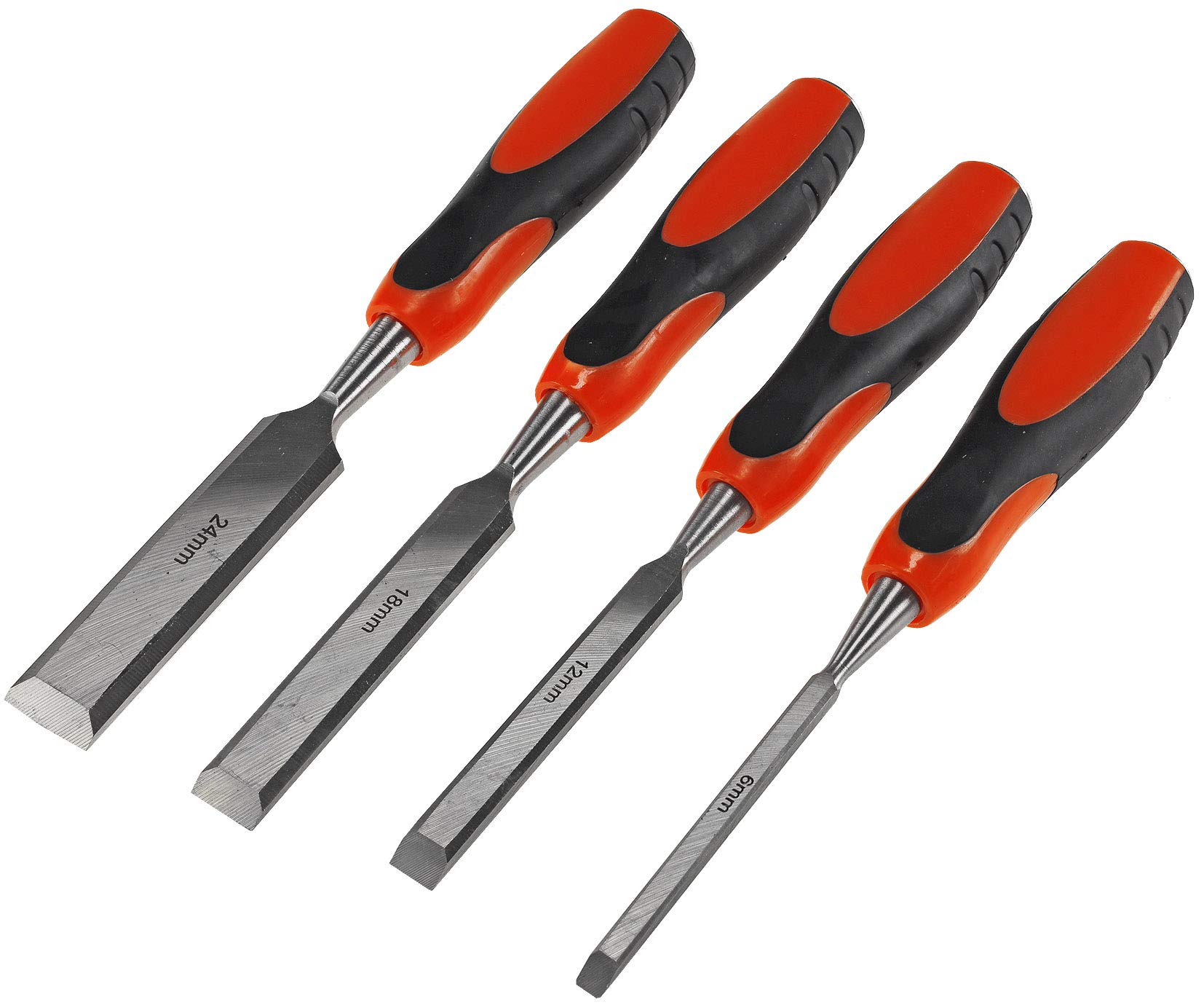 Stechbeitel-Set – Holzbeitel-Set 4er 6/12/18/24 mm, Chrom-Vanadium Stahl
