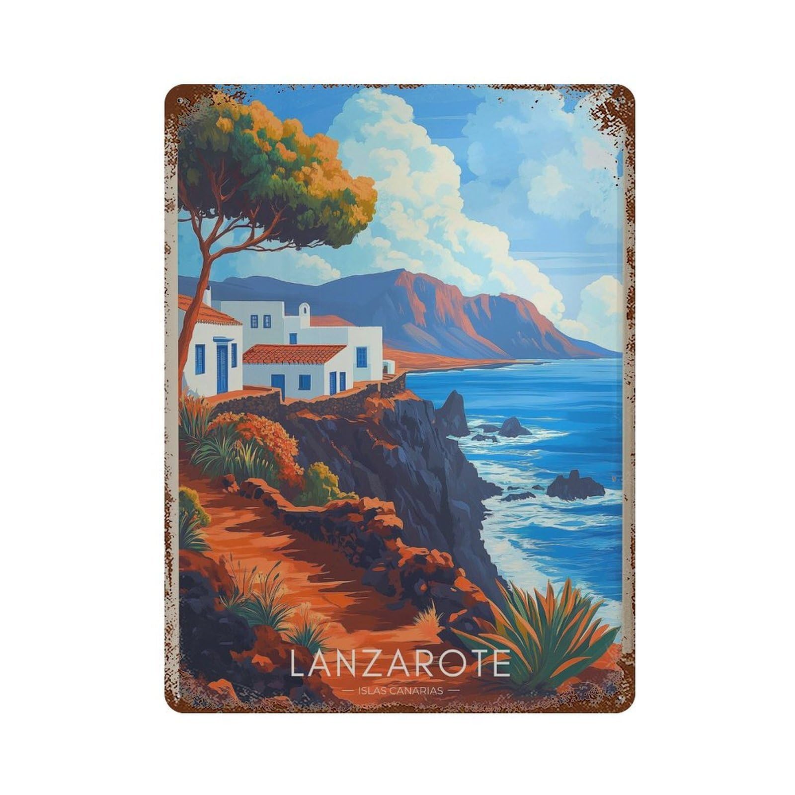 xiaoxiaoshen Lanzarote Spain Travel Atlantic Coast Wall Decor Art Metal Tin Poster Modern Home Decor Art Home Bar Shop Decorations Vintage Sign 40x30cm
