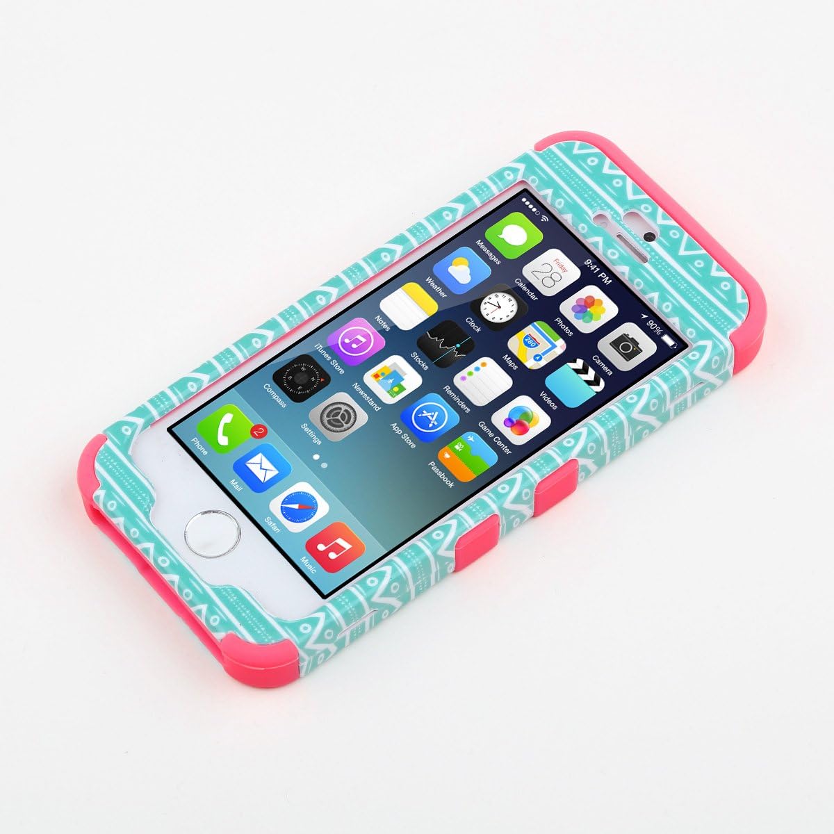 ULAK iPhone SE Case,iPhone 5S Case, Anti Slip Shock Resistance Protective Cover with Hybrid High Soft Silicone + Hard PC Case for Apple iPhone 5/5S/SE (Dot- Pink)