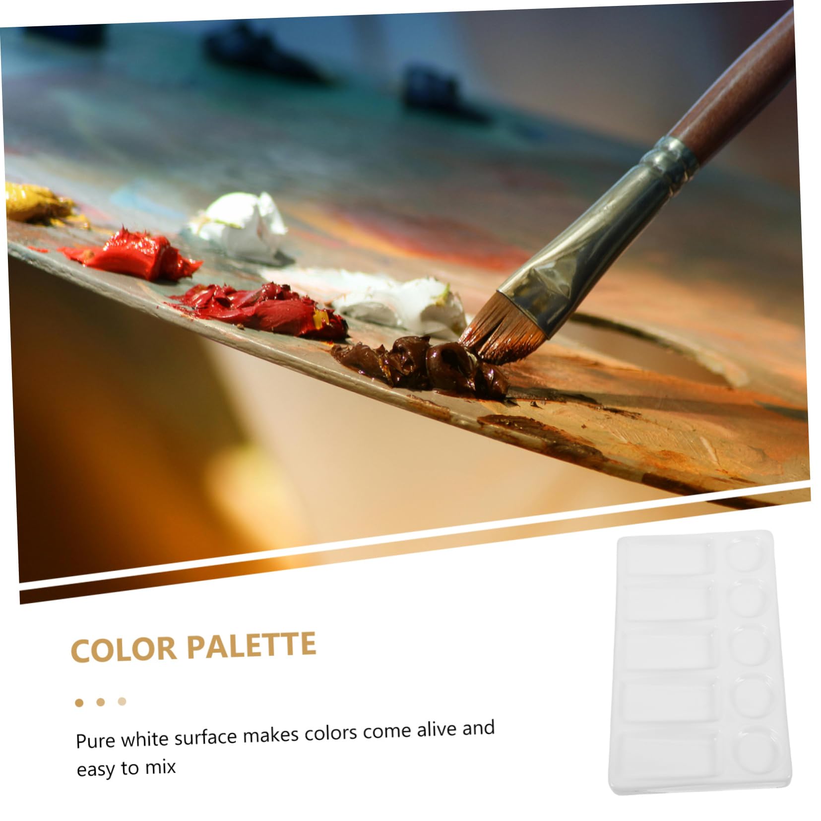 Palette Rectangulaire Blanche à 10 Puits pour Artistes et Peintres