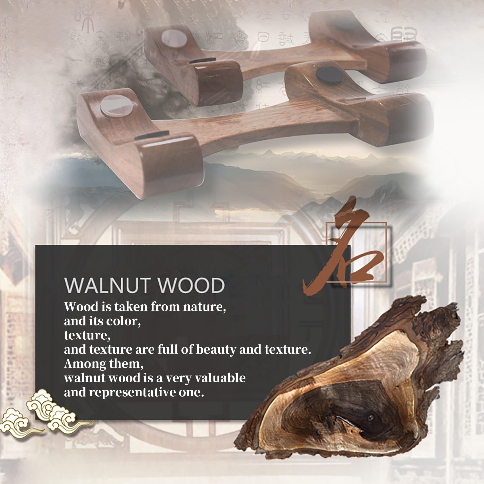 FORRTY Supporto per Manubri in Legno di Noce Contenitore per Manubri Rastrelliera Manubri 2 Confezioni Supporto per Manubri Set di Manubri Vassoio per Manubri 20X13X3cm