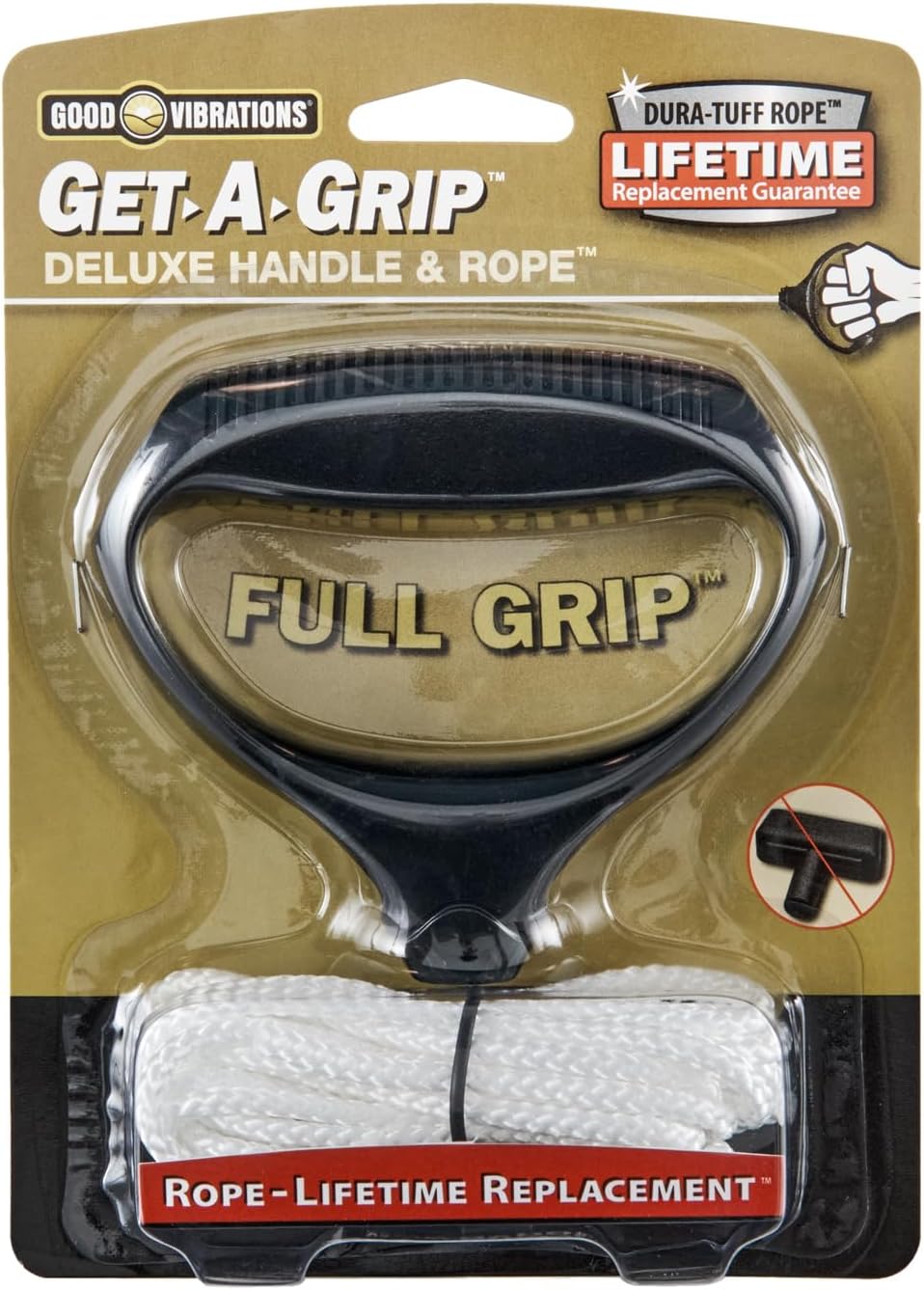 Good Vibrations Get-A-Grip Full-Grip Deluxe Starter Handle & Rope – Universal Pull Cord Handle Replacement for Lawn Mowers, Snow Blowers, Pressure Washers & Outdoor Power Equipment