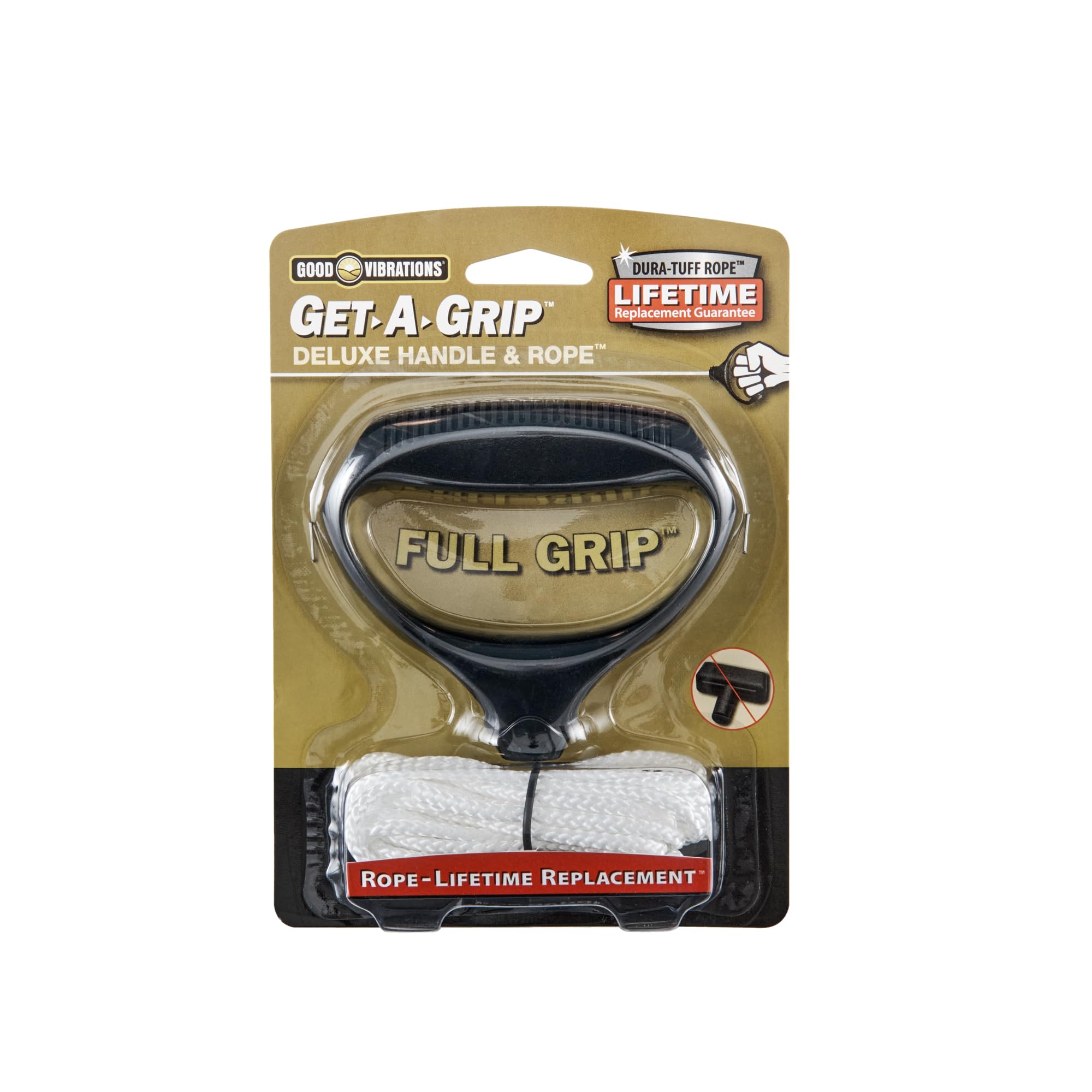 Good Vibrations Get-A-Grip Full-Grip Deluxe Starter Handle & Rope – Universal Pull Cord Handle Replacement for Lawn Mowers, Snow Blowers, Pressure Washers & Outdoor Power Equipment