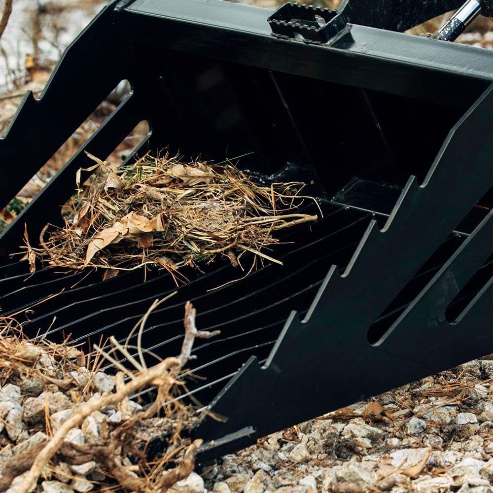 Titan Attachments Mini Skid Steer 3.5FT Skeleton Rock Bucket with Bolt-On Teeth, Toro Style Mounting System, Reinforced Side Cutters