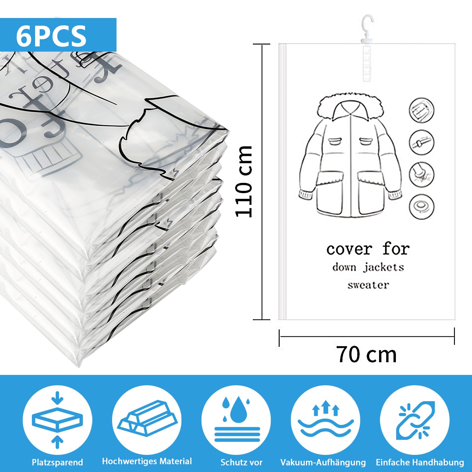 10 Stück Vakuumbeutel Für Kleidung 30x40 Cm – Wiederverwendbar, Platzsparend, Für Bettdecken & Kleidung