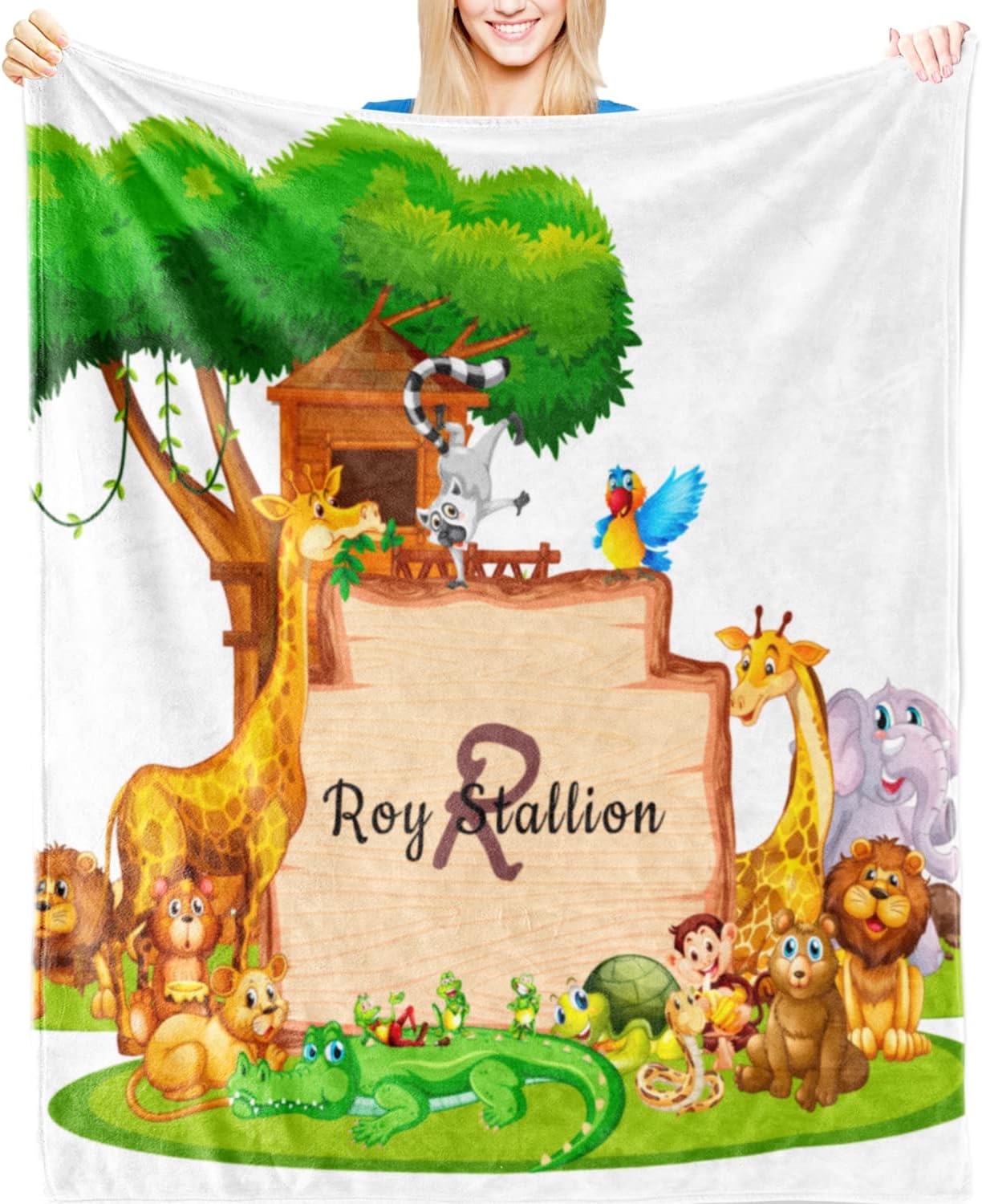 Personalized Animal Baby Blankets with Name Custom Baby