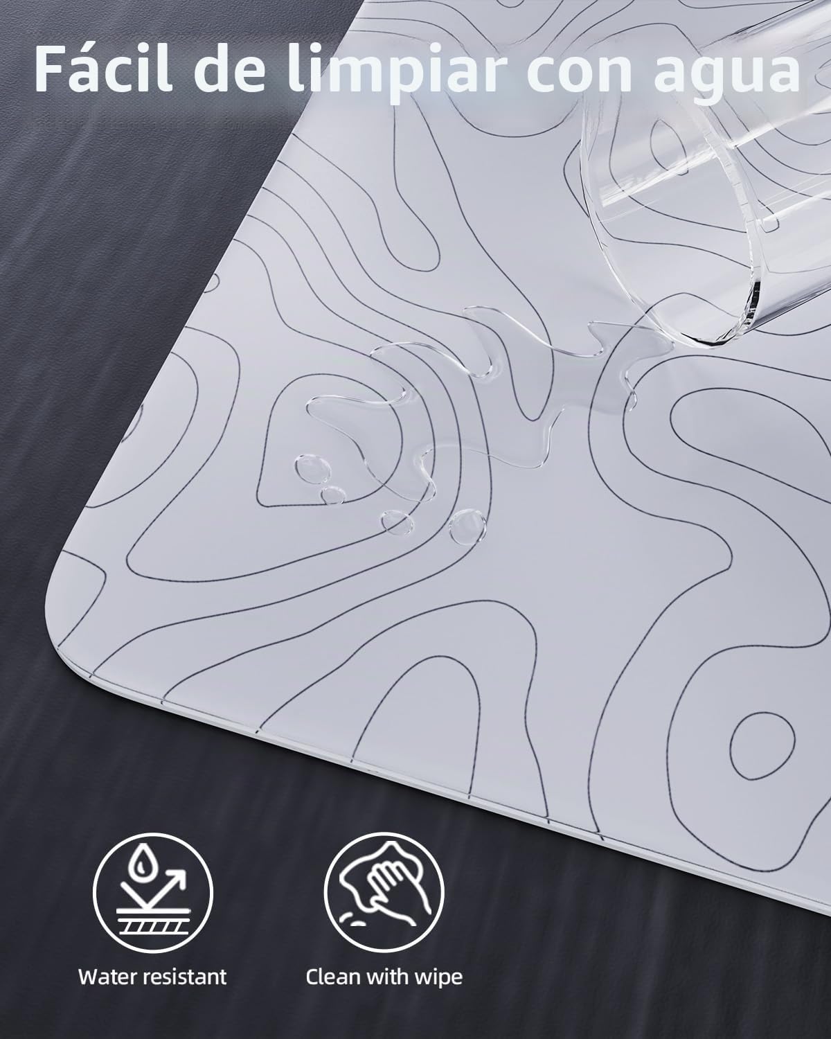 MAMBASNAKE x ATTACK SHARK CM05 Contour Glass Hard Gaming Mousepad,Nano-Micro-Etched Texture,Smooth Glass Surface,High Accuracy,Fast-Moving,Anti-Scratch, PU Leather Non-Slip Base, Large Size(450×400mm)