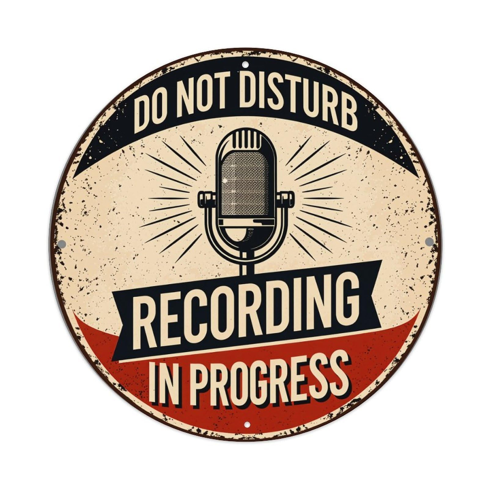 Do Not Disturb Recording In Progress_1 Round Tin Sign Vintage Metal Poster, Home Bar Garage Man Cave Cafe Indoor & Outdoor Wall Decoration 8x8Inches