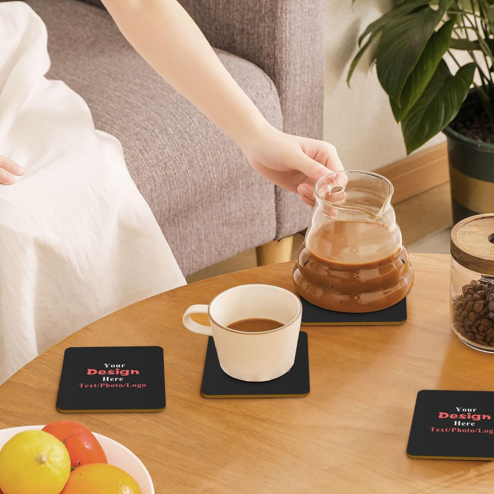 Personalizzato Set di 24 Sottobicchieri in Sughero Assorbenti - Adatti a Vari Tipi di Tazze, Stile Moderno per Tavolino da Caffè, 10 cm