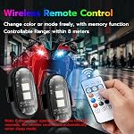 Mcbazel 4 x Wireless Remote Control LED Strobe Lights, Wireless led Light car, Ambient Light with Brightness Control, 7 Colors USB Charging LED Lights Kit for Car, Motorcycle, Bike