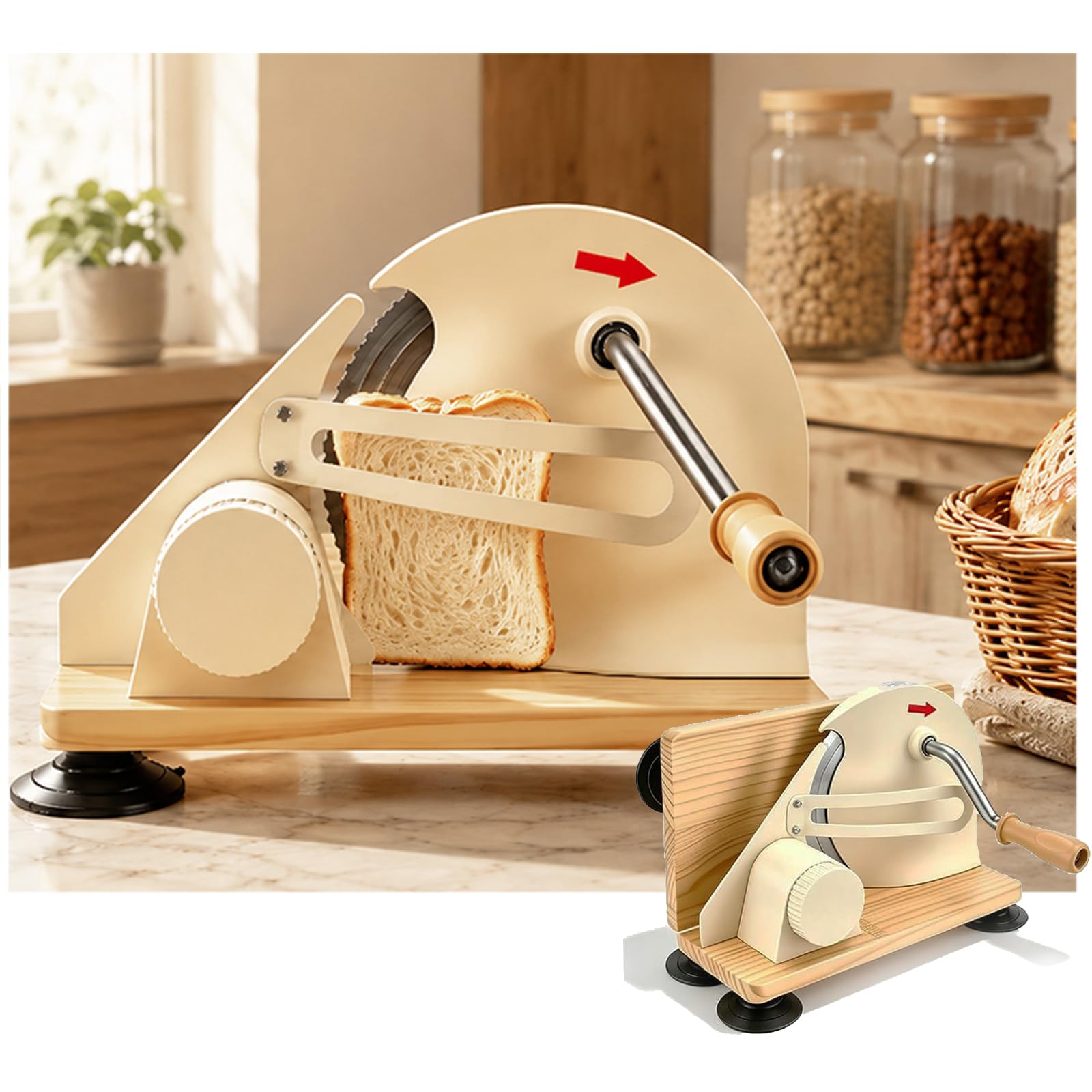 Brotschneidemaschine Manuell Klappbar-Kompakte Brotmaschine Buttergelb