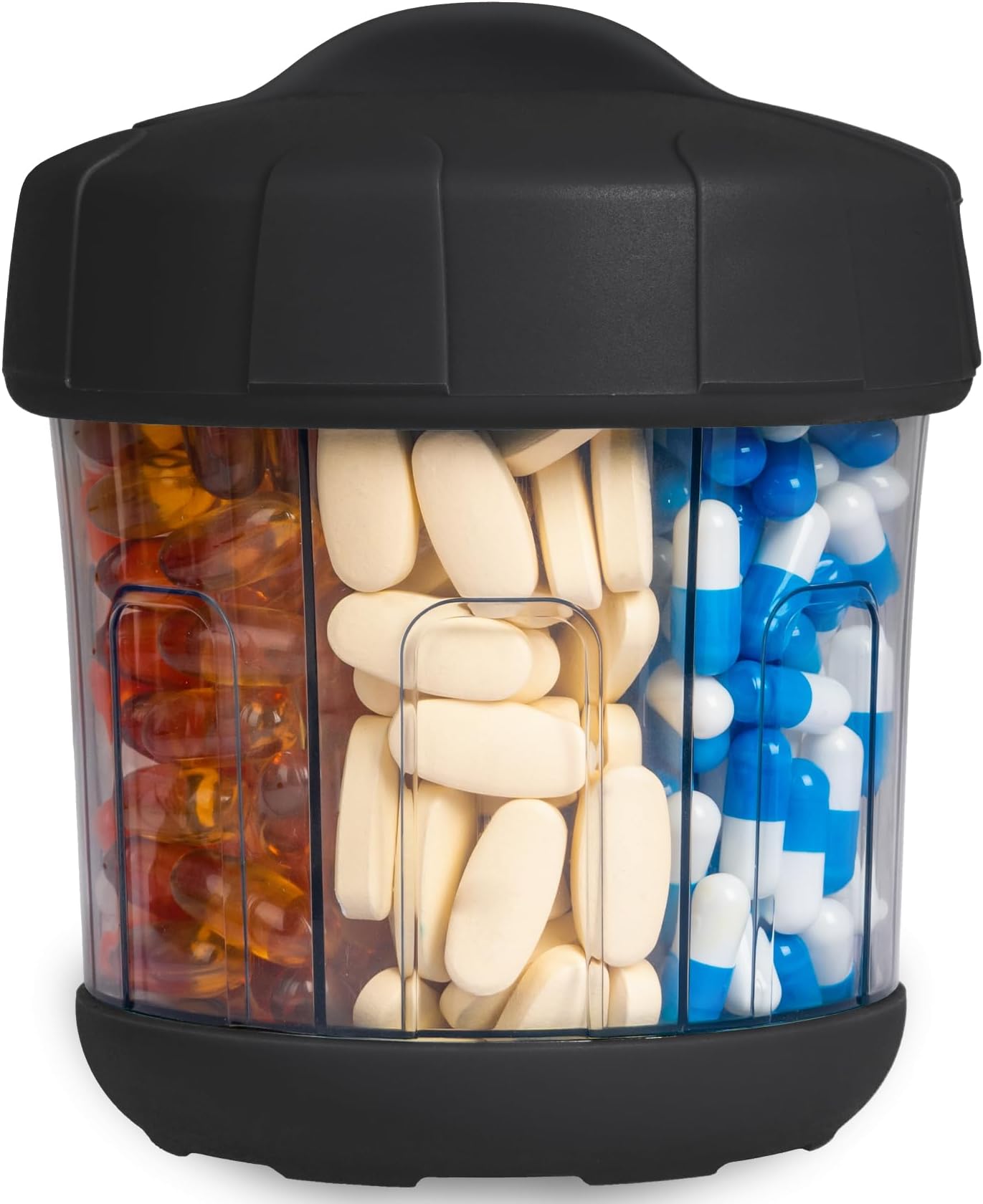 – Extra Large Monthly Pill Box Weekly Medicine Storage Box Soft TPU Lid Medicine Box with 7 Large Compartments
