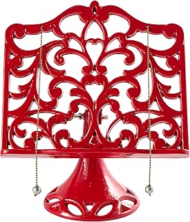 JOGREFUL Adjustable Cookbook Stand, Cast Iron Heavy-Duty Recipe Book Holder, Kitchen Vintage Recipe Book Holder, Reading Rest Holder for Easel/Counter/Books/Magazine/iPad/Bible, Classic Red