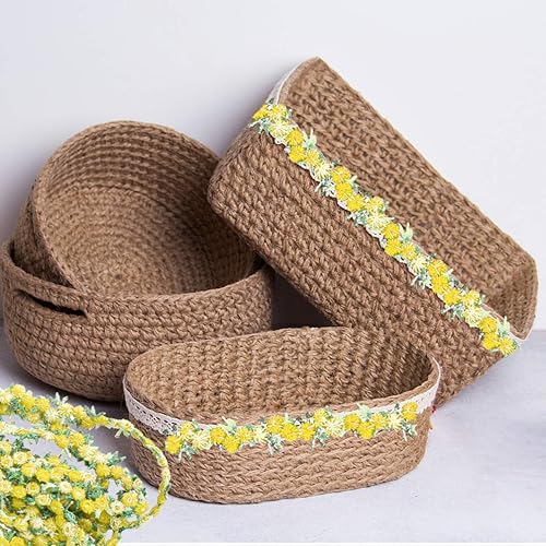 Miniatura 8 de EXCEART Cinta floral de encaje rosa DIY apliques de boda para manualidades de costura 14.8 ft (amarillo)