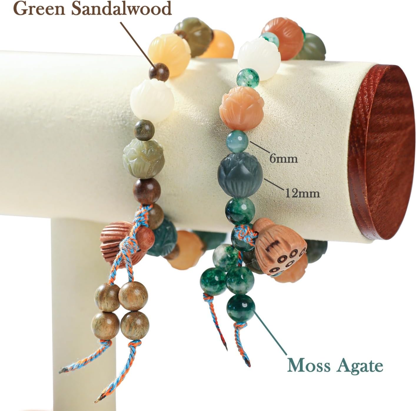 Lotus Bodhi Bracelet Green Sandalwood Bead Bracelet Handmade Gift for Meditation or Yoga - Image 3