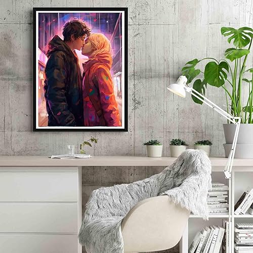 Miniatura 4 de Reofrey Kits de pintura de arte de diamantes para adultos, pareja de invierno, arte de diamantes de imitación de taladro completo, accesorios de