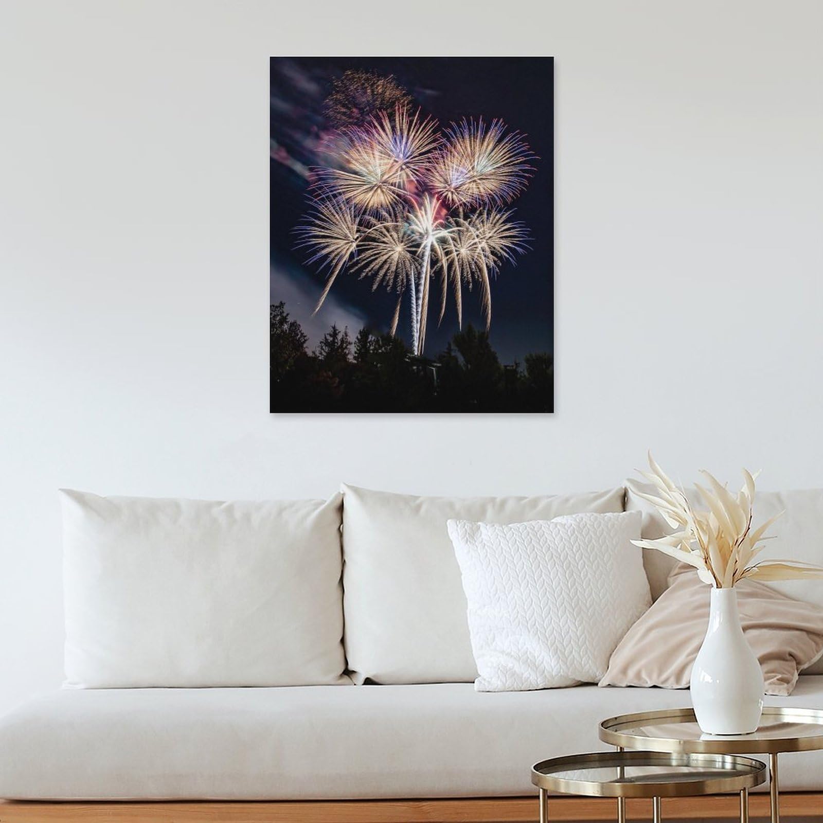 Amazon.co.jp: 絵画 夜の公園で花火が上がるインテリア 絵画 花火大会