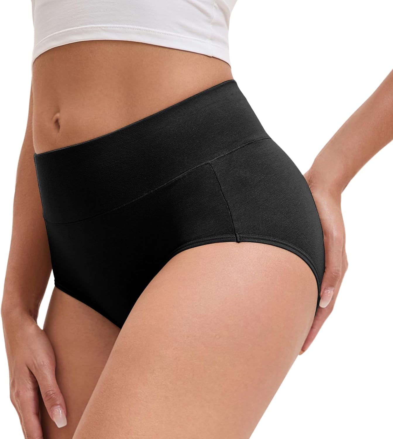 Women's Cotton Underwear High Waisted Briefs Stretch Full Coverage Panties - Image 4