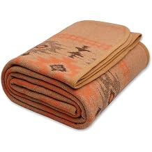 DAILYLIVE ACUSHLA Merino Wool Blanket - 87X63 Warm Thick Washable Large Bed Couch Camping Outdoor Throw Blanket All Seasons, Myers Khaki