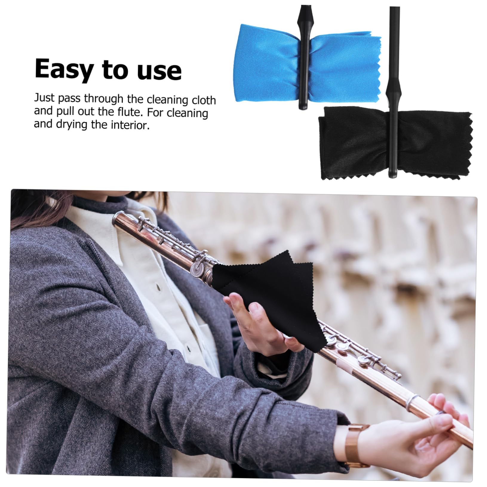 Garneck 2 Pcs Flute Cleaning Kit Flute Polish Clarinet Cleaning Kit Cleaners Flute Cleaner Care Kit Polishing Scrubber Rods Instrument Swab Flute Care Cleaning Kit Tools Cloth