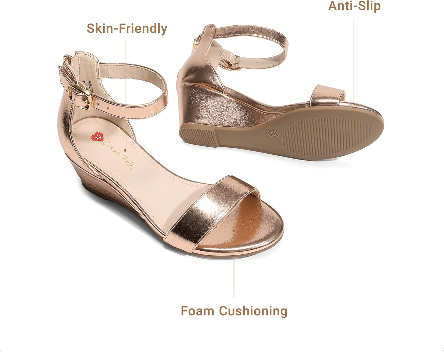 DREAM PAIRS Girls Wedge Sandals Flatform Open Toe Summer Platform Sandals Flower Wedding Party for Little Kid/Big Kid