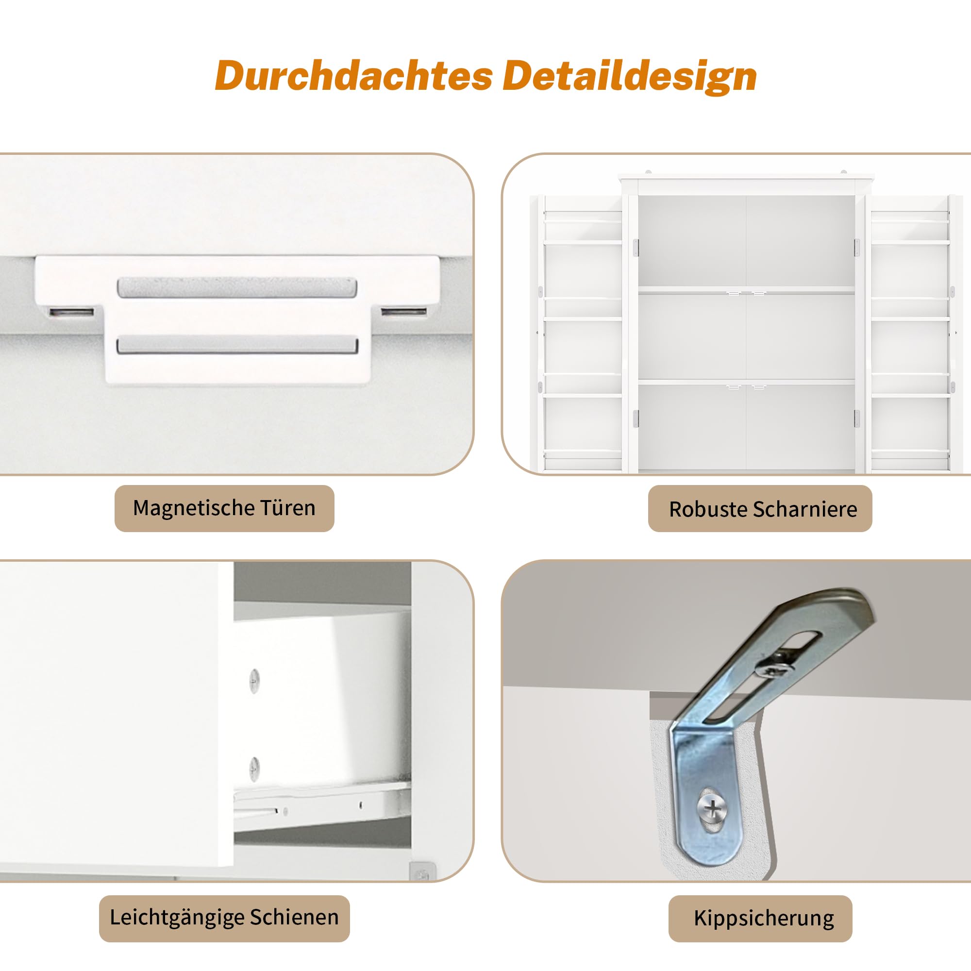Armario de cocina de 182 cm, armario alto con 4 puertas y 1 cajón, armario de 6 compartimentos, 4 estantes ajustables y estantes para puertas, armario de almacenamiento para cocina (blanco, B)