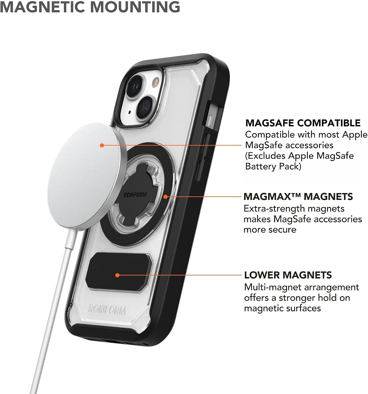 Rokform - iPhone 15 Crystal Case + Magnetic Windshield Suction Phone Mount