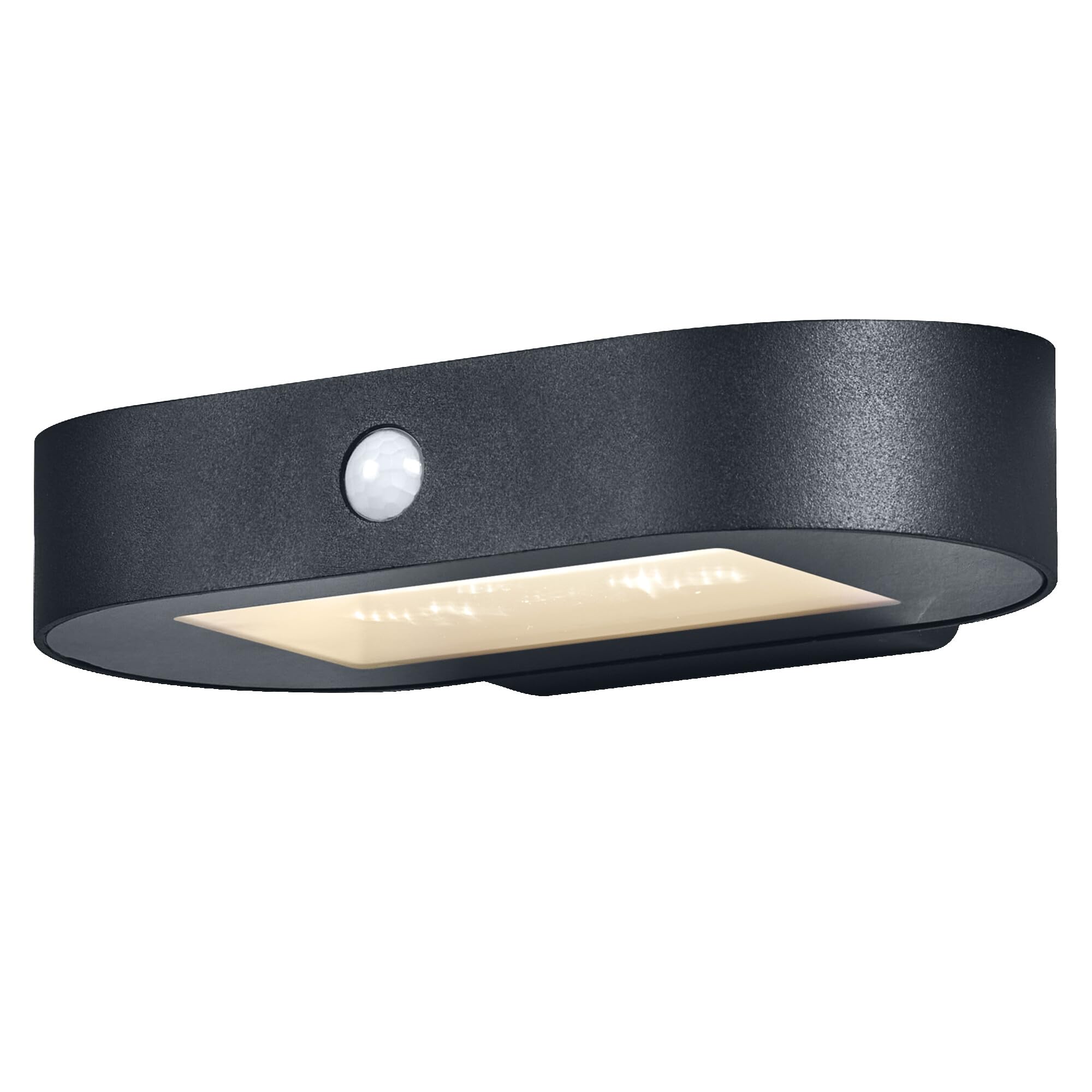 LEDVANCE ENDURA Style Oval S applique solare piccola, luce bianca calda (3000K), sensore integrato, senza alimentazione, lunga durata batteria: 30 accensioni da 60 secondi in modalità PIR, IP44, nero