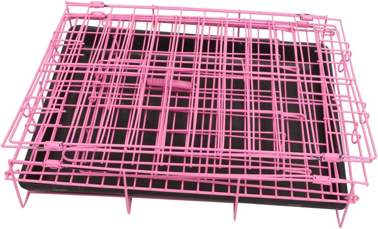 Folding Pet Cage House Pink Small Medium Dog Cat Rabbit Kennel Portable Breathable for Indoor Outdoor Use