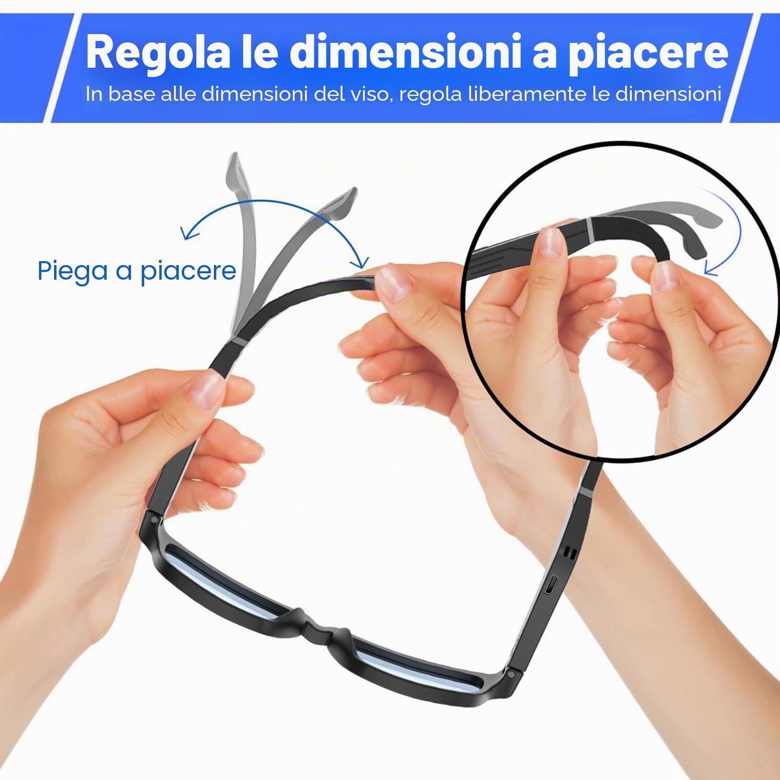Asixxsix Occhiali intelligenti, occhiali audio Bluetooth con cancellazione del rumore con microfono incorporato, filtro della luce blu, occhiali Bluetooth ricaricabili anti-blocco blu per gli uomini