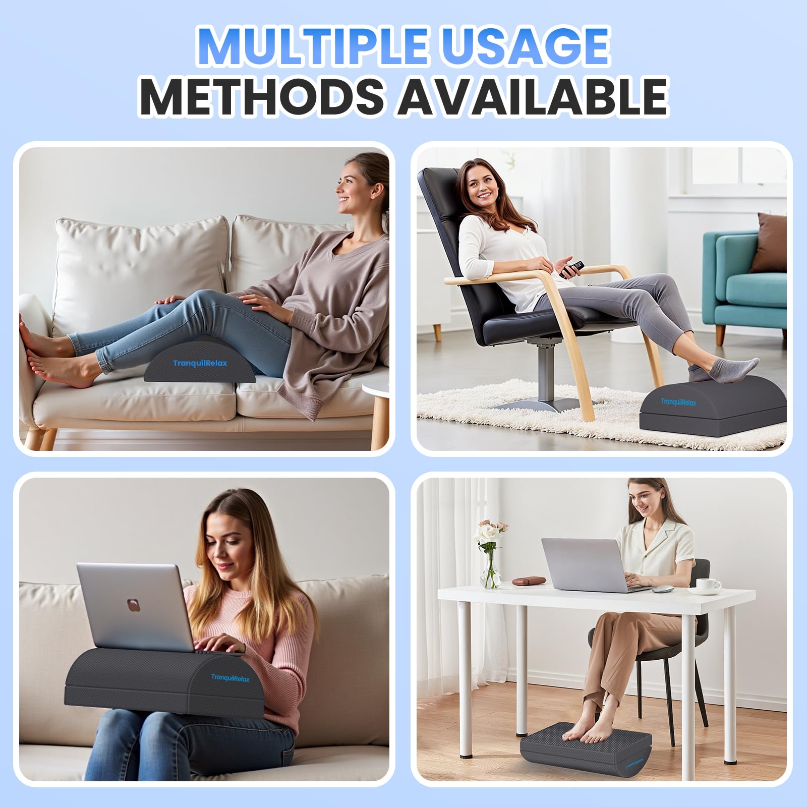 TranquilRelax Reposapiés para debajo del escritorio en el trabajo, accesorios de juegos, taburete con 3 alturas ajustables y funda lavable, cómodos accesorios de escritorio de oficina, reposapiés para