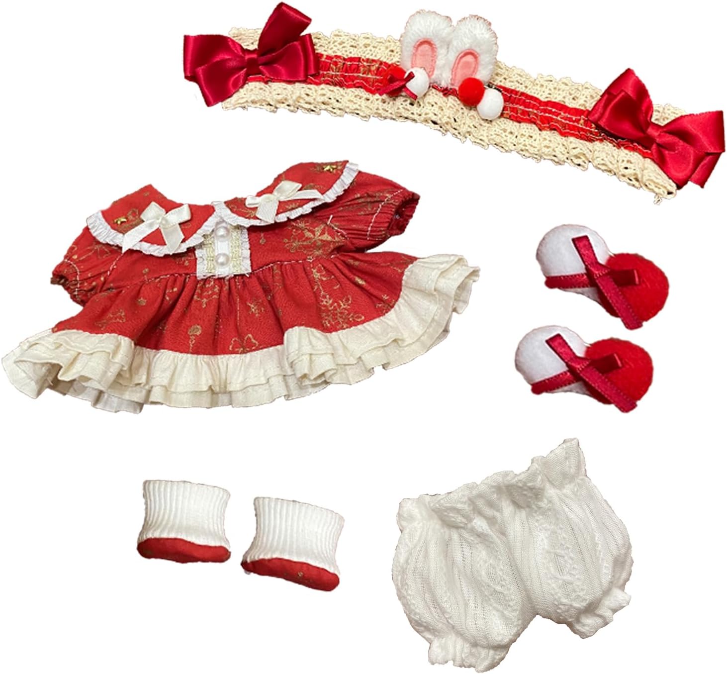 Plush Doll Clothing Anime Character Costumes Adorable 20cm Plush Doll Clothing Set Anime Plush Doll Suitable for Plush Toys Gift for Girl (for 8inches/20cm Doll) (Red Clothes)